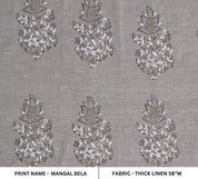 Rustic Handmade Block Print Thick Linen Fabric Cushion - Mangal Bela