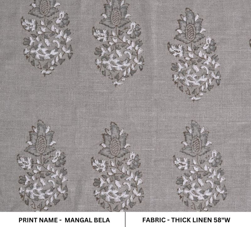 Rustic Handmade Block Print Thick Linen Fabric Cushion - Mangal Bela