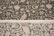 Thick Linen 58" Wide, Handmade Natural Fabric Green Floral Print, Farmhouse Decorative Pillows and Table Cloth - KUNDANVAN