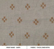Hand Block print Viscose linen  fabric For Couch Pillow - Barfi