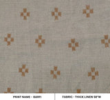 Hand Block print Viscose linen  fabric For Couch Pillow - Barfi
