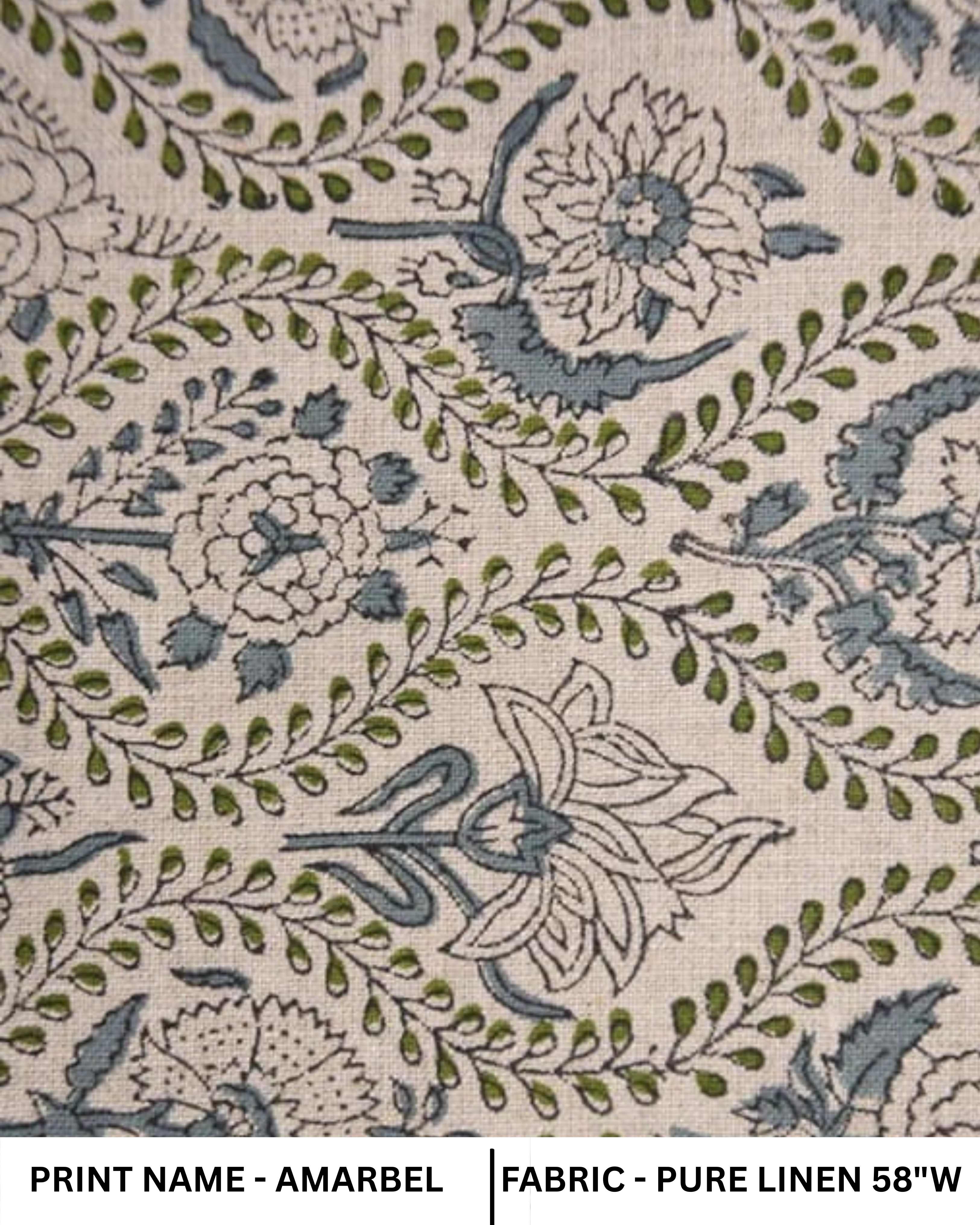 Elegant Hand Block Print viscose Linen Fabric Curtains - Amarbel Design