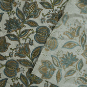 Linen Block Print Fabric 58 Inch Width Medium Weight Linen Natural Base Color Curtains and Drapes Upholstery Handmade Art Pillow Covers Tablecloths and Runners Bedding Tote Bag Lampshades by Fabritual