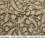 Indian Green Floral Wooden Block Printed Soft Thick Linen Cushion Fabric for Home Decor - Black Forest