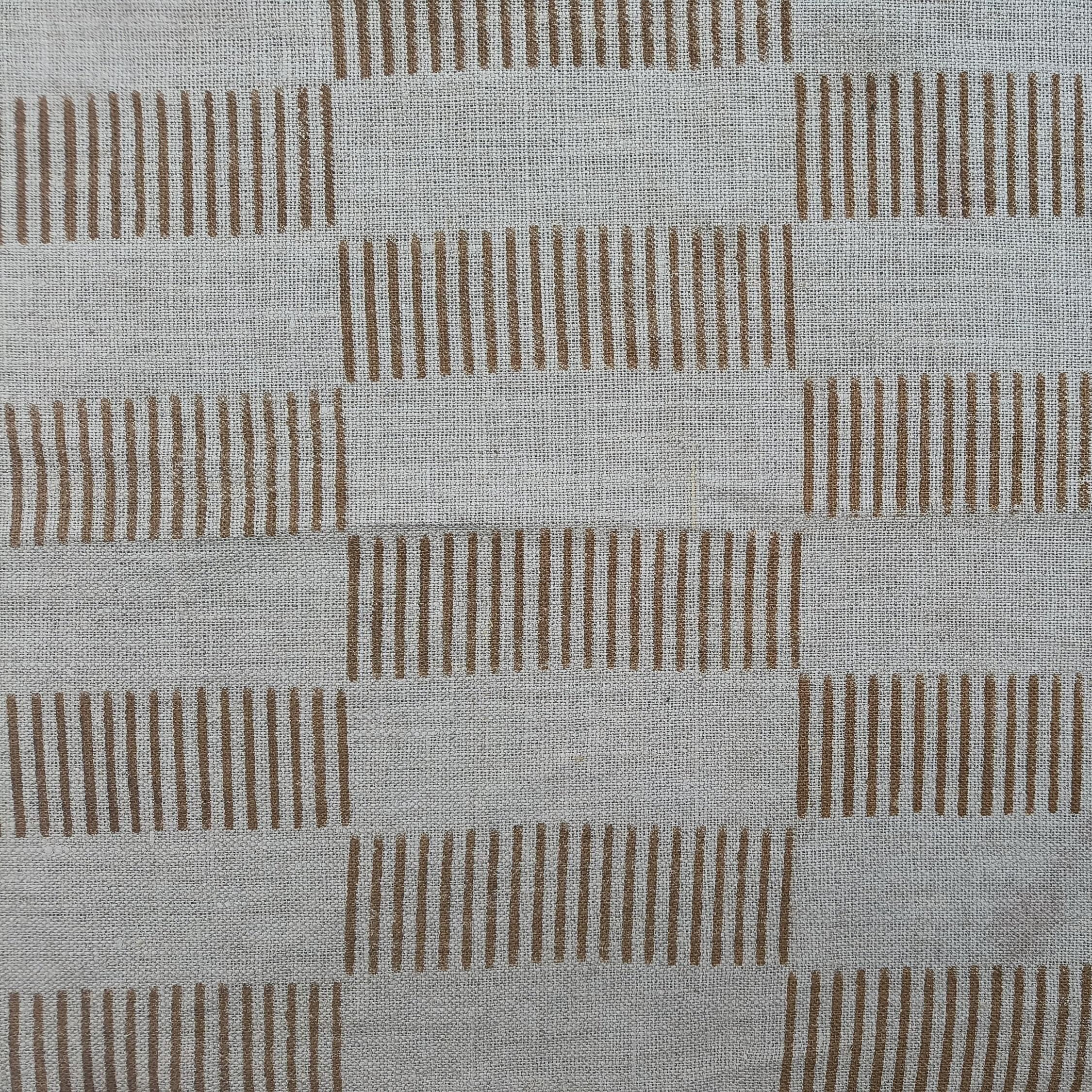 Handloom Linen Block Printed Fabric 58 Inch Width Thick Natural Base for Upholstery Curtains Cushions Bedding Table Linen by Fabritual