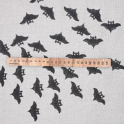 Handmade Art Wooden Block Black Bat Print Pure Linen Table Cover Fabric for Living Room Decor
