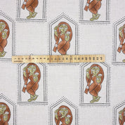 Indian Artisan Pure Linen Block Print in Brown and Green Sundari Fabric for Drapery & Upholstey