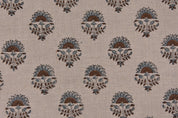 Linen Block Print Fabric 58 Inch Width Heavy Linen Natural Base With Rust Color Curtains and Drapes Upholstery Pillow Covers Tablecloths and Runners Bedding Tote Bag by Fabritual
