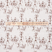 Handcrafted Dhun Print in Beige and Brown on Pure Linen Sofa Cushion Cover Fabric