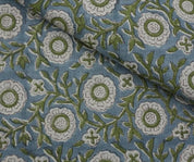 Linen Block Print Fabric 58 Inch Width Heavy Weight Linen Natural Base Color Curtains and Drapes Handmade Art Pillow Covers Tablecloths and Runners Bedding Tote Bag Lampshades Napkins by Fabritual