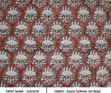 Handcrafted Block Print Throw Duck Canvas 50" Wide Brown and Pastel Gray Floral Fabric for Living Room - Chhatri