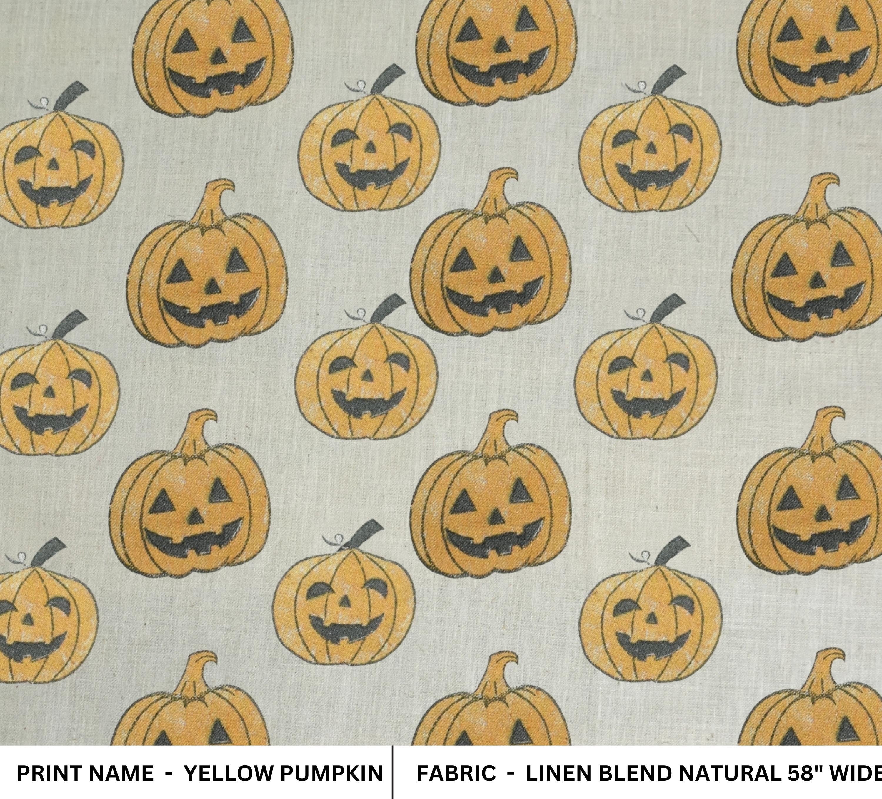 LINEN YELLOW CHRISTMAS HOME DECOR FABRIC LINEN BLEND NATURAL HANDMADE ART - YELLOW PUMPKIN