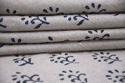 Bohemian linen fabric 58”, handmade floral pillow cover, Indian textile for sofa and table Pure linen 58” handmade block print, floral decor for tablecloths and couch covers Indian block printed pure linen 58”, for rustic napkins, curtains and upholstery, Floral 58 inch pure linen fabric, handmade boho pillow and farmhouse chair textile.