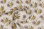 Cotton Block Print Fabric 50 Inch Width Medium Weight Duck Canvas Beige Base Color Tablecloths and Runners Curtains and Drapes Pillow Cover Curtains and Drapes  Bedding Tote Bag Lampshades by Fabritual