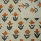 Linen Block Print Fabric Linen Blend 58 Inch Width Light Weight Linen Natural Base Color Curtains and Drapes Upholstery Handmade Art Tablecloths and Runners Bedding Tote Bag Lampshades Napkins by Fabritual