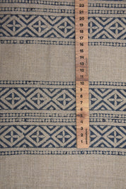 Linen Block Print Fabric 58 Inch Width Heavy Linen Natural Base Color Curtains and Drapes Upholstery Pillow Covers Tablecloths and Runners Bedding Tote Bag by Fabritual
