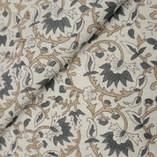 Linen Block Print Fabric Linen Blend 58 Inch Width Light Weight Linen Natural Base Color Curtains and Drapes Upholstery Handmade Art Pillow Covers Tablecloths and Runners Lampshades Napkins by Fabritual