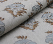 Linen Block Print Fabric 58 Inch Width Heavy Weight Linen Natural Base Color  Handmade Art Pillow Covers Tablecloths and Runners Bedding Tote Bag Lampshades Napkins by Fabritual