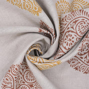 Hand Block Print Cushion Cover Mustard and Maroon Pan Floral in Pure Linen Fabric for Living Room