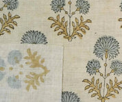 Linen Block Print Fabric 58 Inch Width Light Weight Linen Natural Base Color Handmade Creative Design To Make Curtains and Drapes Upholstery Pillow Covers Tablecloths and Runners Lampshades Napkins
