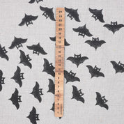 Handmade Art Wooden Block Black Bat Print Pure Linen Table Cover Fabric for Living Room Decor