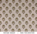 Handmade Block Printed Thick Linen Green and Brown Floral for Farmhouse Decorative Pillows & Napkins – INDRAJEET