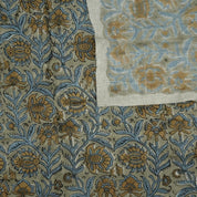 Linen Block Print Fabric 58 Inch Width Medium Weight Linen Natural Base Color Curtains and Drapes Upholstery Handmade Art Pillow Covers Tablecloths and Runners Bedding Tote Bag Napkins by Fabritual