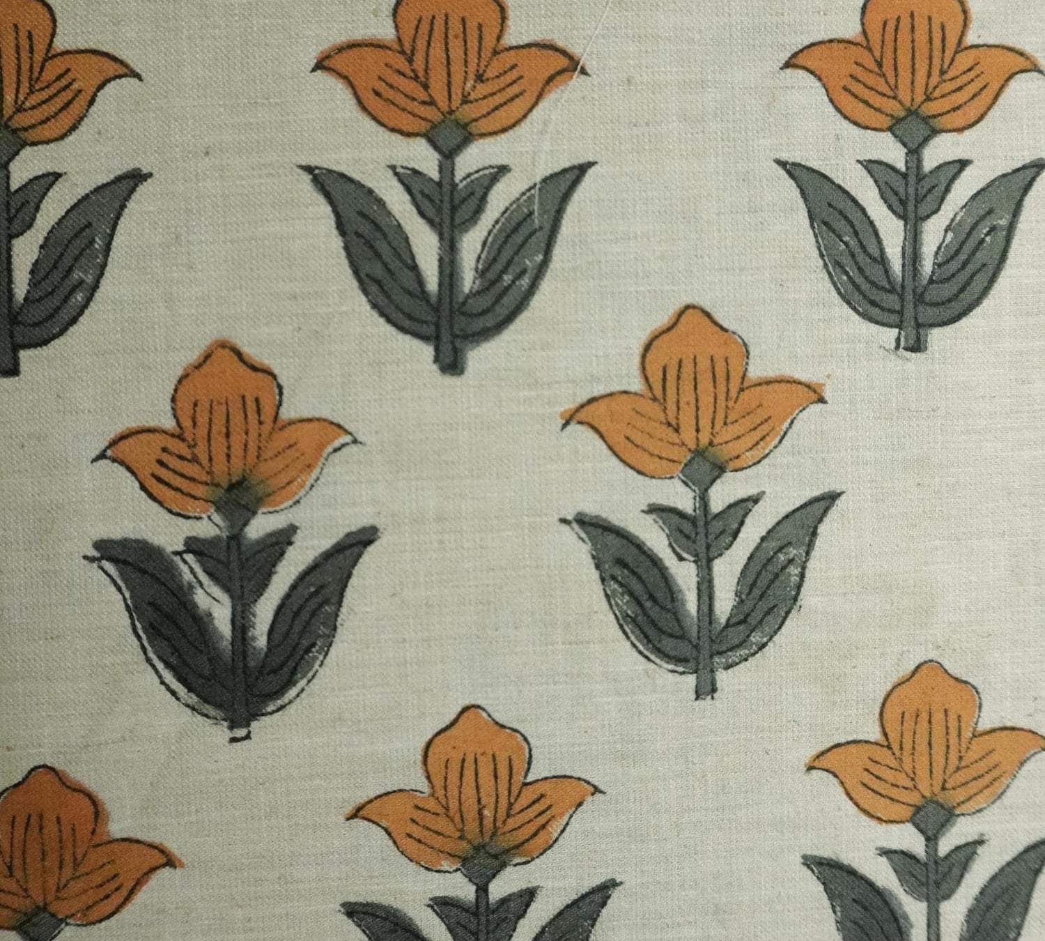 Linen Block Print Fabric Linen Blend 58 Inch Width Light Weight Linen Natural Base Color Curtains and Drapes Upholstery Handmade Art Pillow Covers Tablecloths and Runners Bedding Tote Bag Napkins by Fabritual