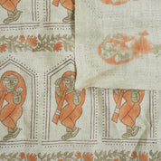 Fabritual Heavy Linen with Block Motifs, Great for Rustic and Vintage Interiors Sustainable Linen Fabric with Hand Block Printing for Home Fashion Projects Linen Home Decor Fabric with Floral Block Printing, 58” Wide for Versatility .