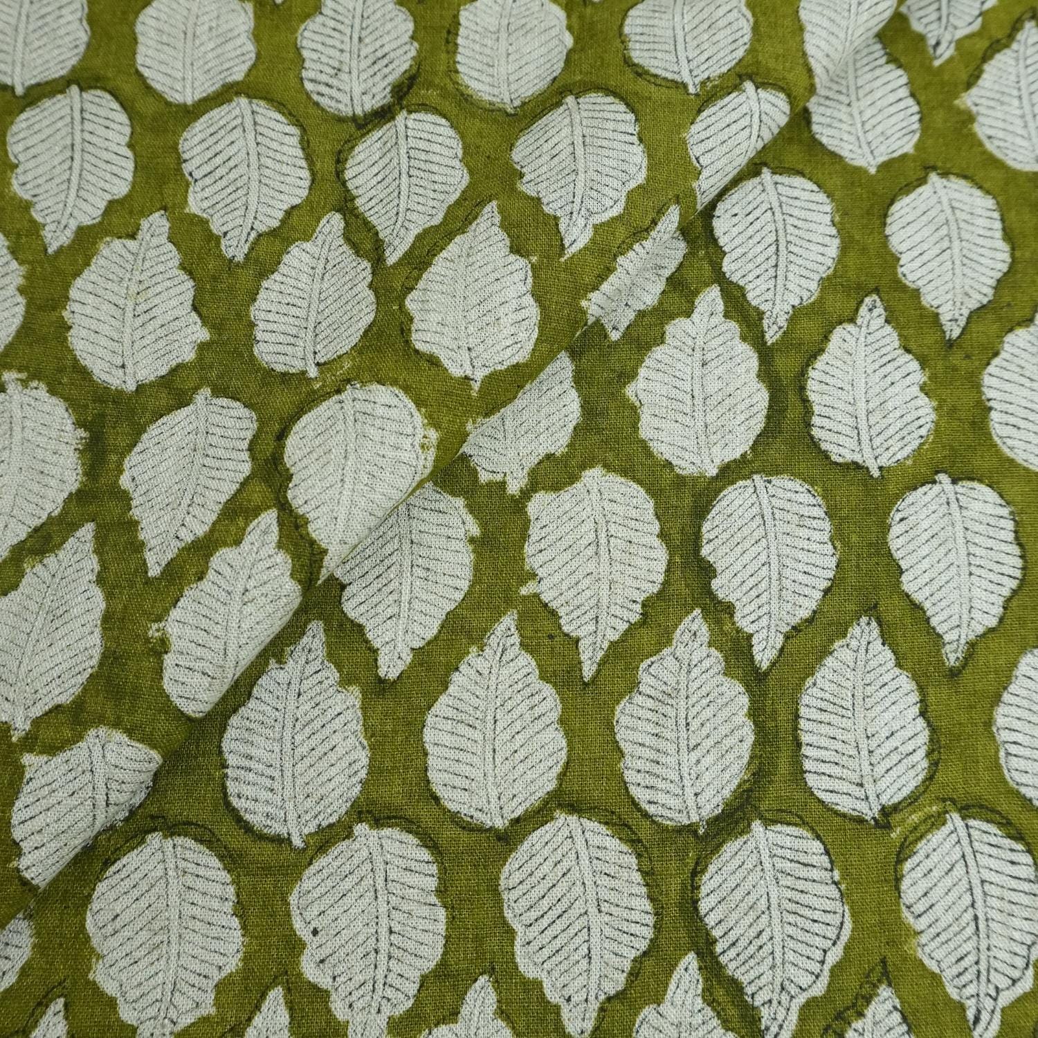 Block Print Fabric 58 Inch Width Light Weight Viscose Linen Natural Base Color and Floral Print Curtains and Drapes Pillow Covers Tablecloths and Runners Lampshades Napkins by Fabritual