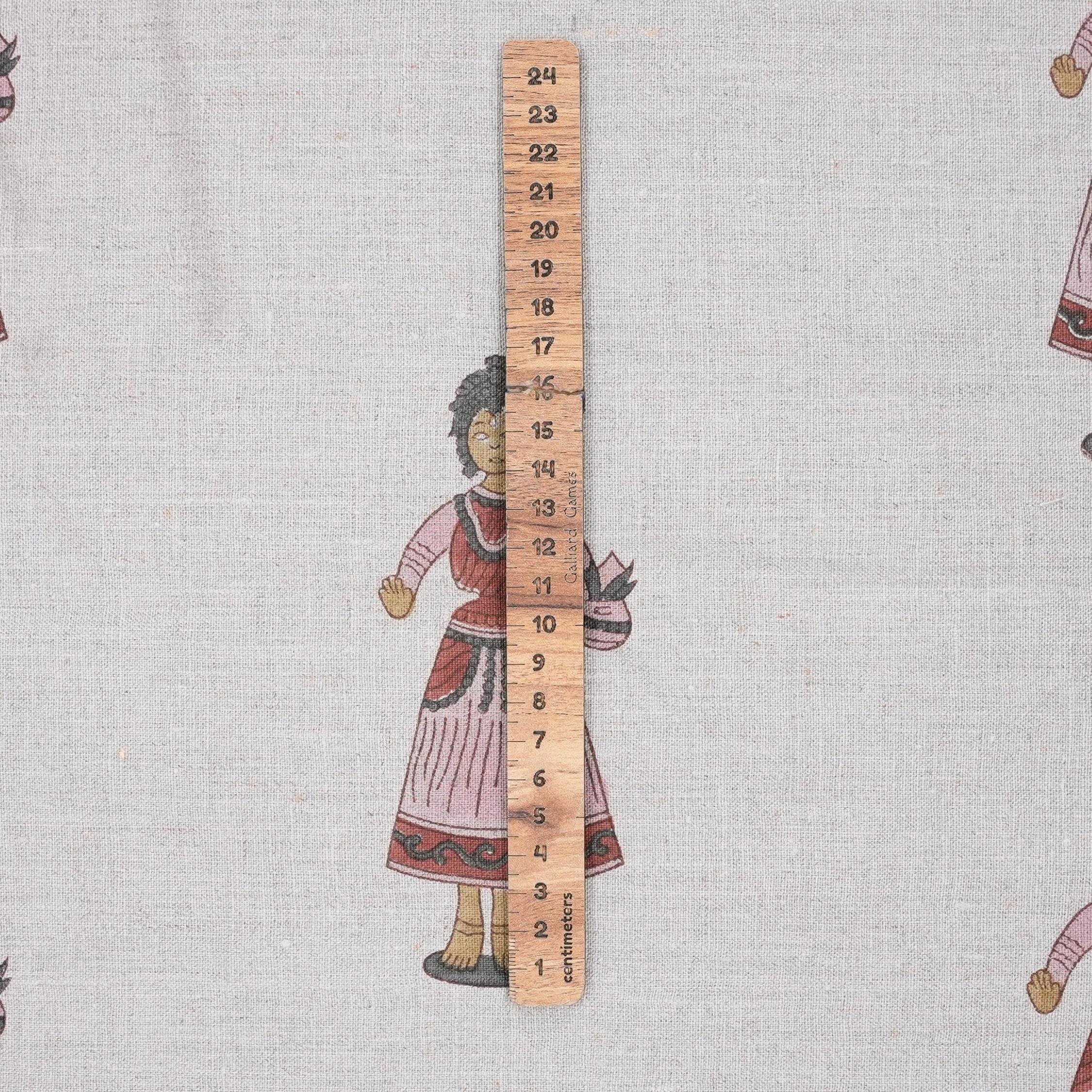 Block Printed Handmade Art Natural Pure Linen Decorative Fabric for Cushion Cover - Katputli