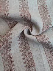 Aristan Hand Block Print Brown Floral Pure Linen Fabric - Mandela