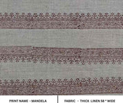 Aristan Hand Block Print Brown Floral Pure Linen Fabric - Mandela