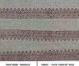 Aristan Hand Block Print Brown Floral Pure Linen Fabric - Mandela