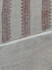 Aristan Hand Block Print Brown Floral Pure Linen Fabric - Mandela