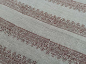 Aristan Hand Block Print Brown Floral Pure Linen Fabric - Mandela