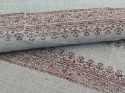 Aristan Hand Block Print Brown Floral Pure Linen Fabric - Mandela