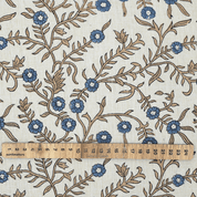 Aristan Handmade Block Print Blue Floral Linen Blend - Shehjan Design