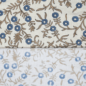 Aristan Handmade Block Print Blue Floral Linen Blend - Shehjan Design