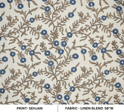 Aristan Handmade Block Print Blue Floral Linen Blend - Shehjan Design