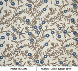 Aristan Handmade Block Print Blue Floral Linen Blend - Shehjan Design