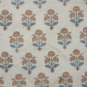 Aristnal Hand Block Print Brown Pure Linen Fabric  – Traffic Light