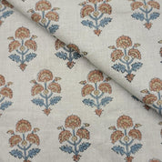 Aristnal Hand Block Print Brown Pure Linen Fabric  – Traffic Light