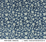 Aristan Block Print Blue Thick Cotton White Fabric Cushions- Himachal