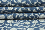 Aristan Block Print Blue Thick Cotton White Fabric Cushions- Himachal