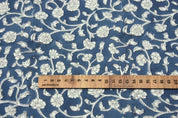 Aristan Block Print Blue Thick Cotton White Fabric Cushions- Himachal