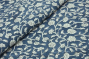 Aristan Block Print Blue Thick Cotton White Fabric Cushions- Himachal