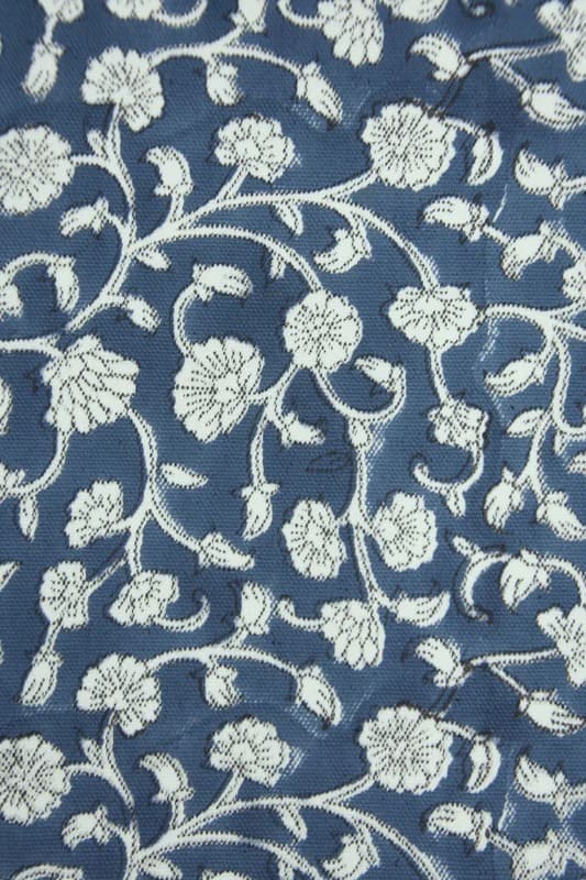 Aristan Block Print Blue Thick Cotton White Fabric Cushions- Himachal