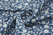 Aristan Block Print Blue Thick Cotton White Fabric Cushions- Himachal