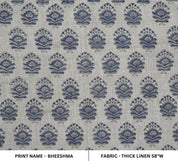 Indian Aristan Hand Block Print Blue Thick Linen Fabric – Bheeshma